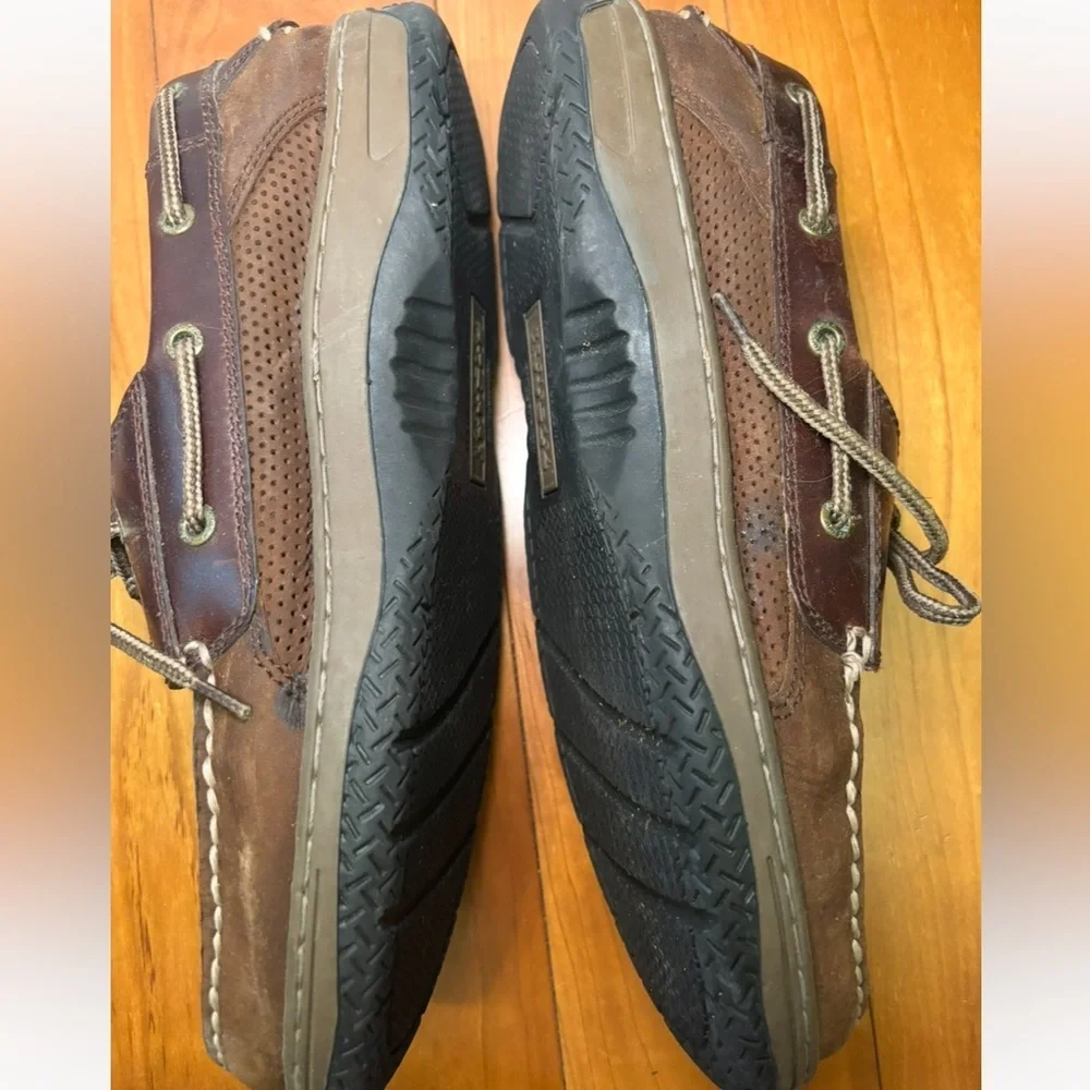 Sperry Men's Brown Two-Tone Leather & Canvas Boat Shoes